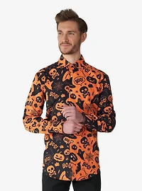Halloween Icons Long Sleeve Button-Up Shirt