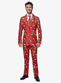 Christmas Trees Stars Red Suit