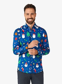 Festivity Blue Long Sleeve Button-Up Shirt