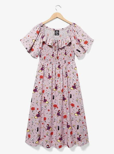 Studio Ghibli Kiki's Delivery Service Floral Kiki Allover Print Smocked Midi Dress — BoxLunch Exclusive