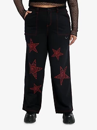 Black & Red Swirl Star Skater Pants Plus Size