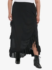 Cosmic Aura Black Tiered Ruffle Maxi Skirt Plus Size