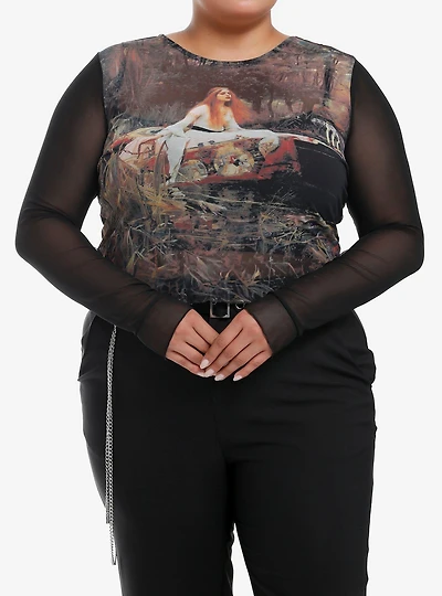 The Lady Of Shalott Mesh Girls Twofer Long-Sleeve Top Plus Size