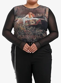 The Lady Of Shalott Mesh Girls Twofer Long-Sleeve Top Plus Size