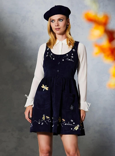 Coraline Embroidered Icons Corduroy Tank Dress - BoxLunch Exclusive
