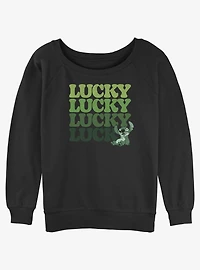 Disney Lilo & Stitch Lucky Stitch Girls Slouchy Sweatshirt