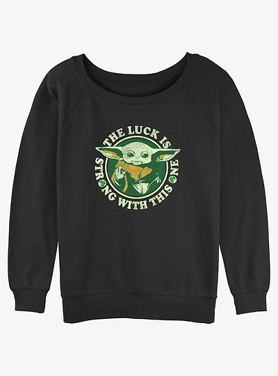 Star Wars The Mandalorian The Child Lucky Force Girls Slouchy Sweatshirt