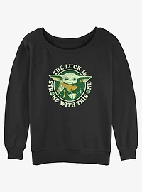 Star Wars The Mandalorian The Child Lucky Force Girls Slouchy Sweatshirt