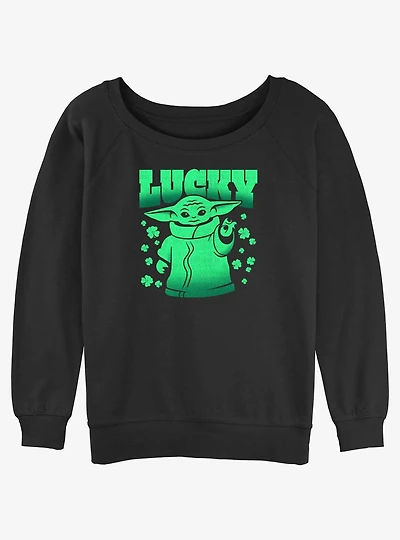 Star Wars The Mandalorian Grogu Lucky One Girls Slouchy Sweatshirt