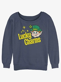 Lucky Charms Logo Retro Girls Slouchy Sweatshirt