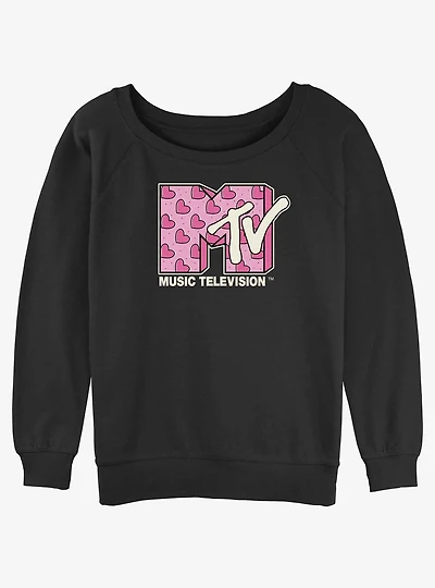 MTV Heart Logo Girls Slouchy Sweatshirt