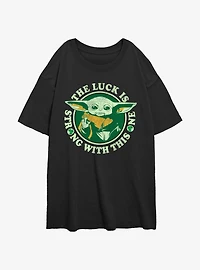 Star Wars The Mandalorian Child Lucky Force Girls Oversized T-Shirt