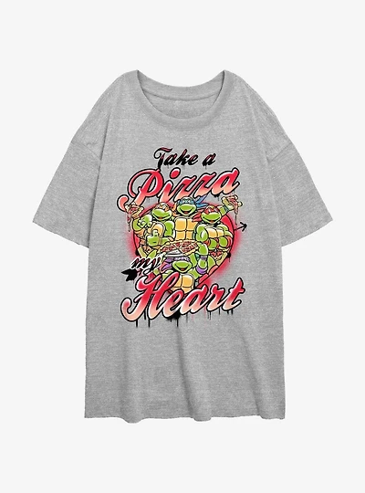 Teenage Mutant Ninja Turtles Pizza Heart Girls Oversized T-Shirt