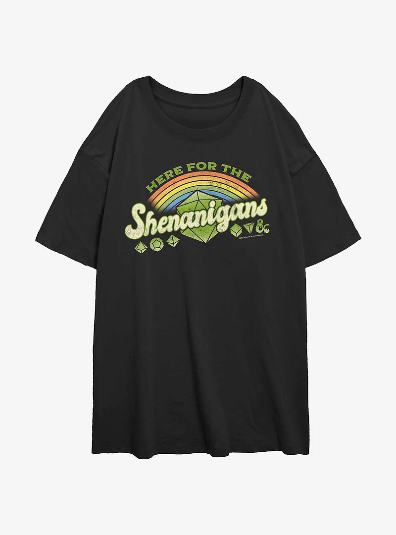 Dungeons & Dragons Here For Shenanigans Girls Oversized T-Shirt