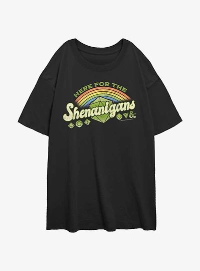 Dungeons & Dragons Here For Shenanigans Girls Oversized T-Shirt