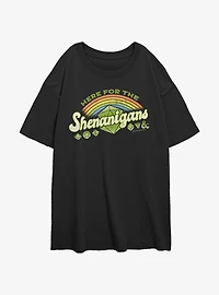 Dungeons & Dragons Here For Shenanigans Girls Oversized T-Shirt