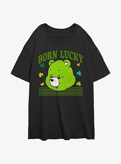 Care Bears Good Luck Bear Head Girls Oversized T-Shirt