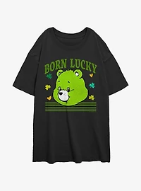 Care Bears Good Luck Bear Head Girls Oversized T-Shirt