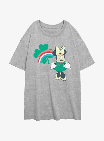 Disney Minnie Mouse Clover Rainbow Girls Oversized T-Shirt