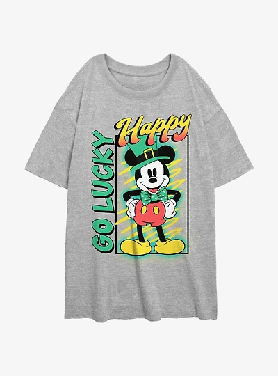 Disney Mickey Mouse Happy Go Lucky Girls Oversized T-Shirt