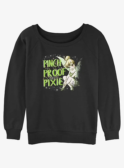 Disney Tinker Bell Pinch Proof Pixie Womens Slouchy Sweatshirt
