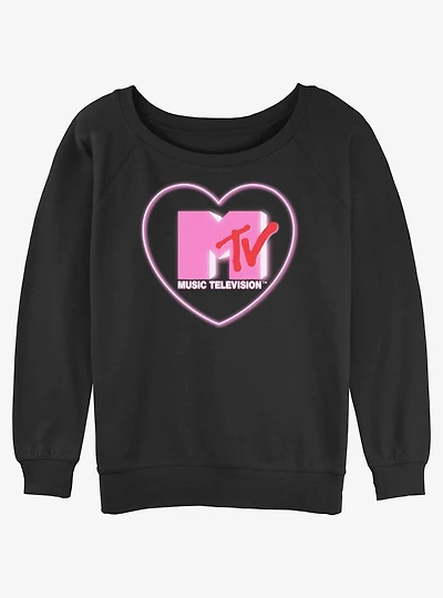 MTV Heart Love Logo Womens Slouchy Sweatshirt