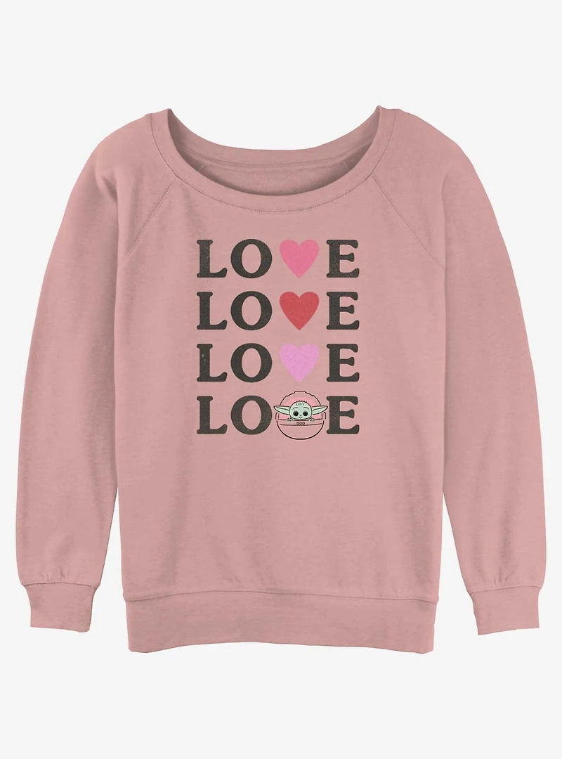 Star Wars The Mandalorian Grogu Love Womens Slouchy Sweatshirt