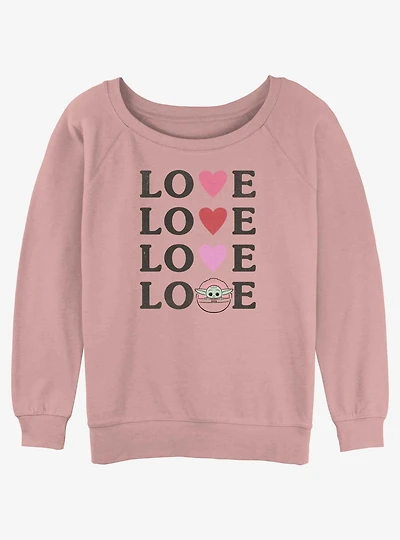 Star Wars The Mandalorian Grogu Love Womens Slouchy Sweatshirt