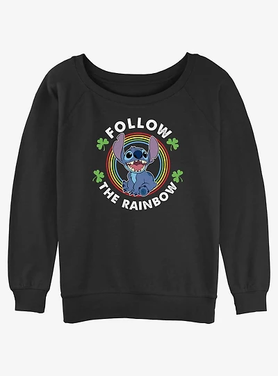 Disney Lilo & Stitch Follow The Rainbow Womens Slouchy Sweatshirt
