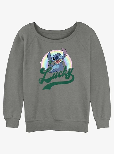Disney Lilo & Stitch Lucky Rainbow Womens Slouchy Sweatshirt