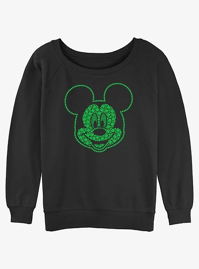 Disney Mickey Mouse Shamrocks Womens Slouchy Sweatshirt