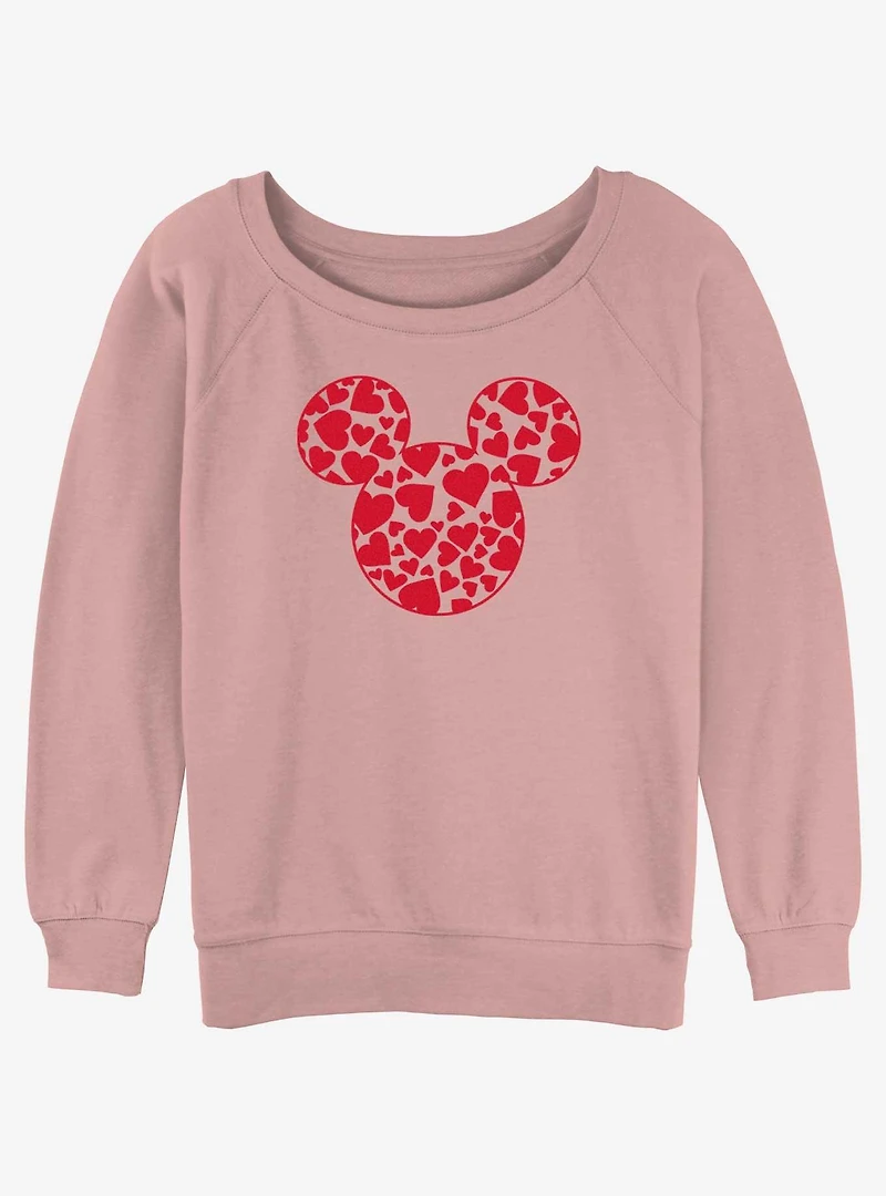 Disney Mickey Mouse Heart Ears Womens Slouchy Sweatshirt