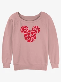 Disney Mickey Mouse Heart Ears Womens Slouchy Sweatshirt