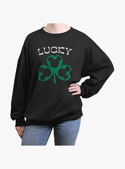 Disney Mickey Mouse Lucky Clover Womens Oversized Sweatshirt
