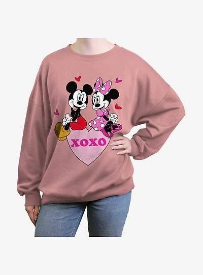 Disney Mickey Mouse And Minnie Xoxo Womens Oversized Sweatshirt