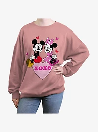 Disney Mickey Mouse And Minnie Xoxo Womens Oversized Sweatshirt