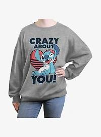 Disney Lilo & Stitch Crazy About You Womens Oversized Sweatshirt