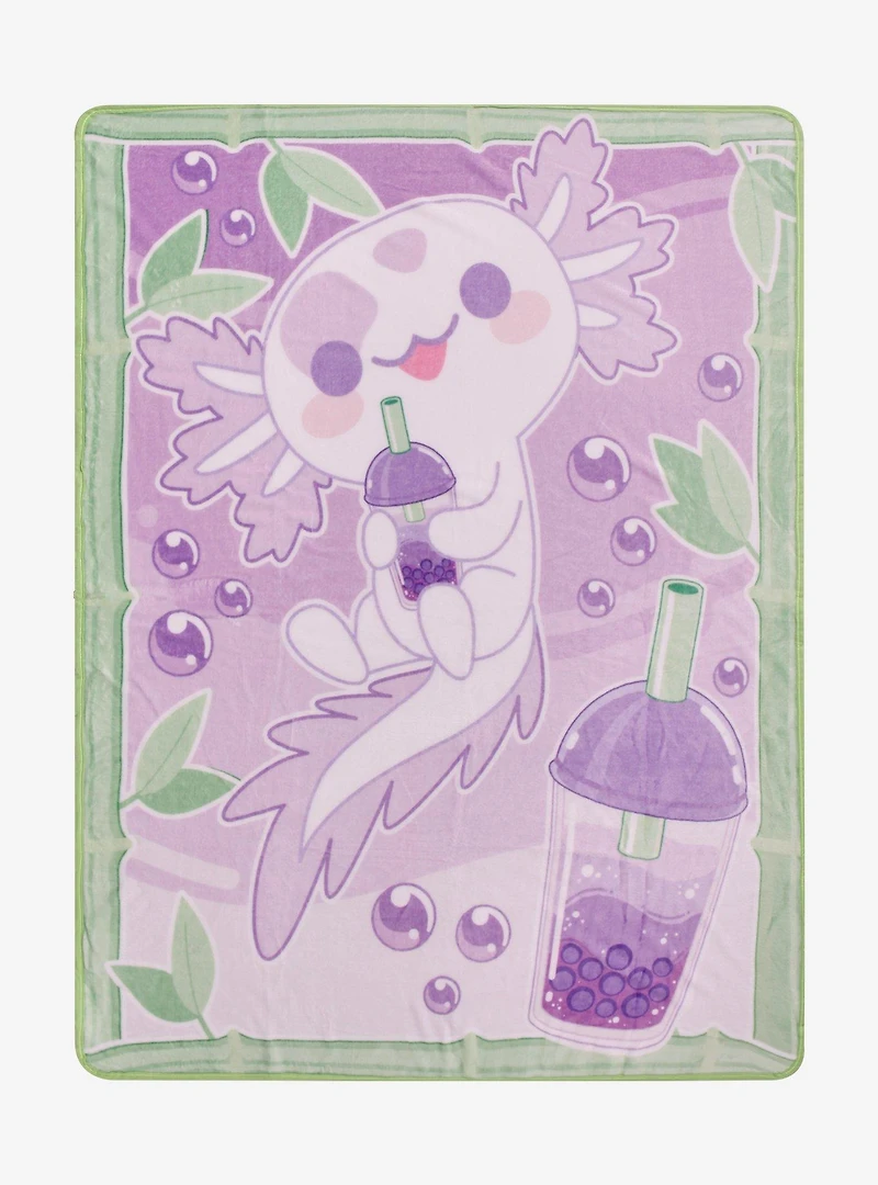 Axolotl Boba Purple Fleece Throw