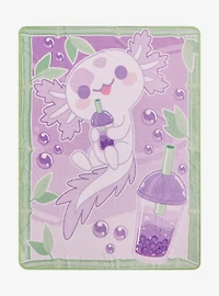 Axolotl Boba Purple Fleece Throw