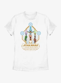 Star Wars Life Day Lightsaber Trio Badge Womens T-Shirt