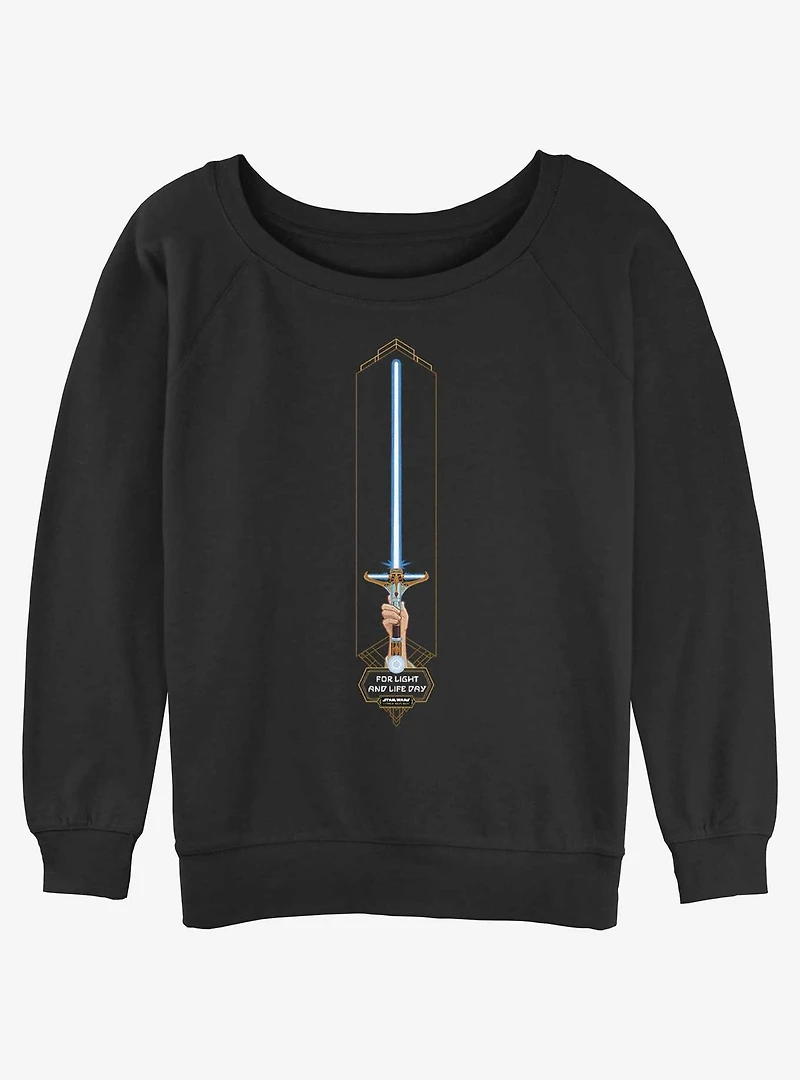 Star Wars Life Day High Republic Lightsaber Womens Slouchy Sweatshirt