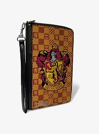 Harry Potter Gryffindor Crest Heraldry Checkers Zip Around Wallet