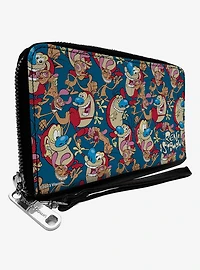 Ren and Stimpy Multi Pose Collage Zip Around Wallet
