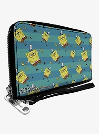 SpongeBob SquarePants Dancing Pose Scattered Zip Around Wallet