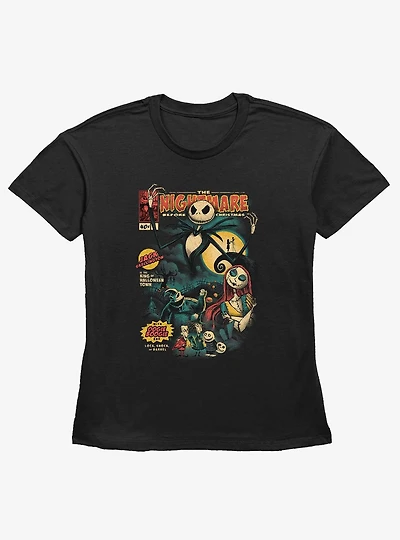 The Nightmare Before Christmas Comic Cover Girls Straight Fit T-Shirt