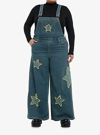 Star Patch Denim Overalls Plus Size