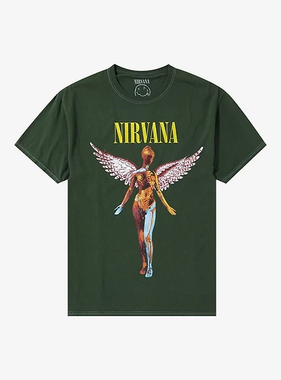 Nirvana In Utero Angel Green Girls T-Shirt
