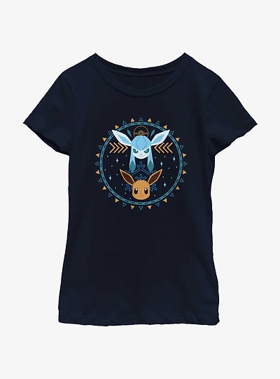 Pokemon Eevee Glaceon Circle Youth Girls T-Shirt