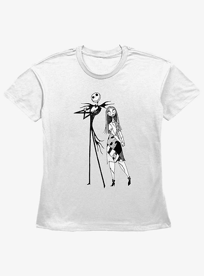 Disney The Nightmare Before Christmas Jack and Sally Womens Straight Fit T-Shirt