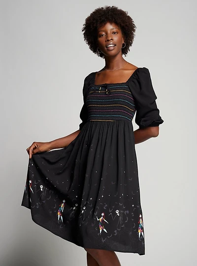 Disney The Nightmare Before Christmas Jack & Sally Long Sleeve Midi Dress — BoxLunch Exclusive